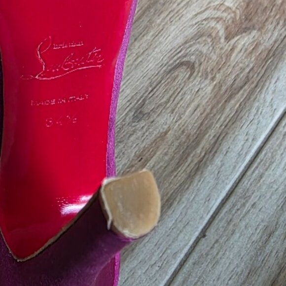 PRICED DROP! Christian Louboutin Def Daffodiles Purple Satin Shoes 160 Eur. 34.5 - Picture 15 of 16